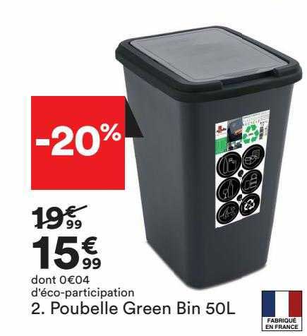 poubelle green bin 50l