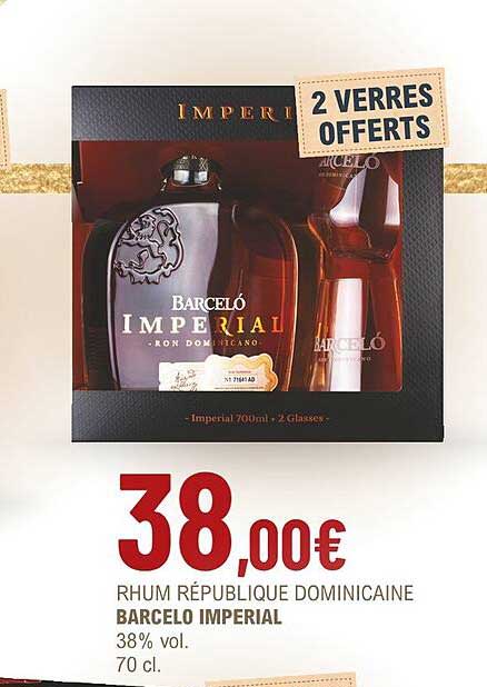 rhum république dominicaine barcelo impérial 38% vol.