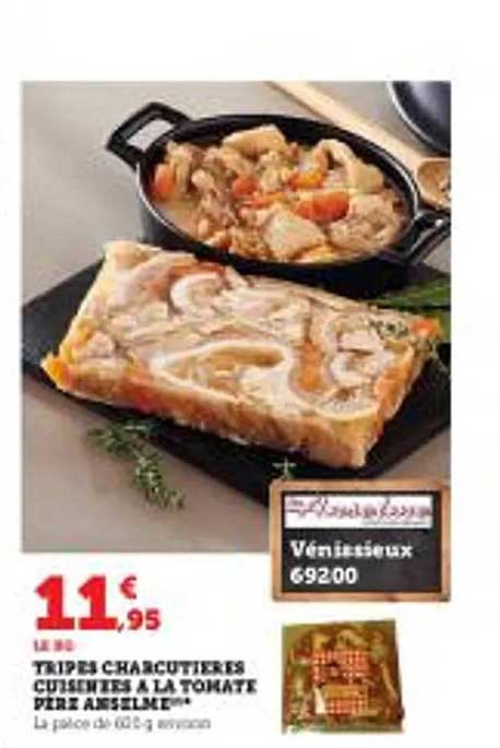 tripes charcutières cuisinées à la tomate père anselme