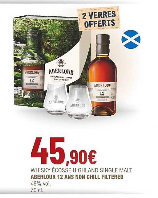 whisky écosse highland single malt aberlour 12 ansn non chill filtered 48% vol.
