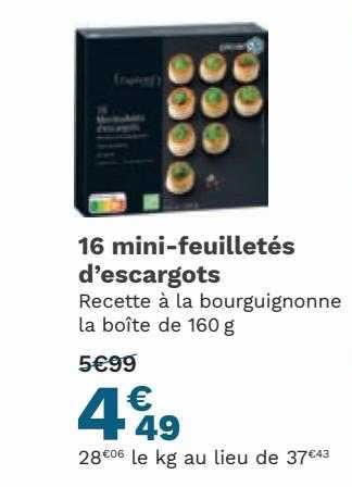 16 mini-feuilletés d'escargots