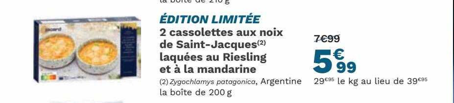 2 cassolettes aux noix de saint-jacques laquées au riesling et à la mandarine