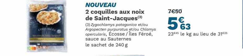 2 coquilles aux noix de saint-jacques