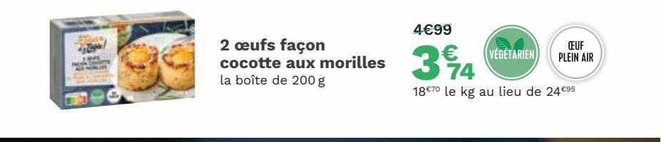 2 œufs façon cocotte aux morilles