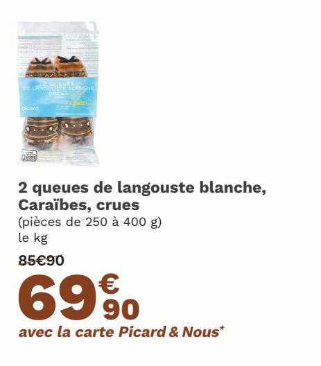 2 queues de langouste balnche caraïbes crues