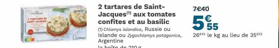 2 tartares de saint-jacques aux tomates confites et au basilic