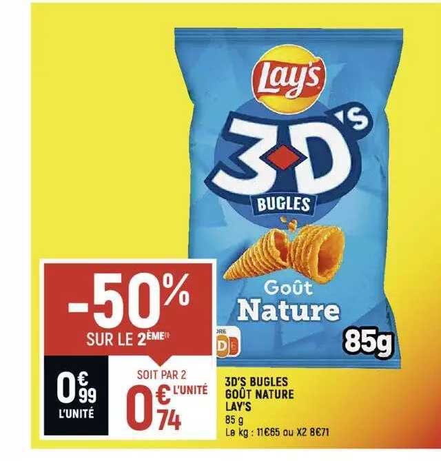 3d's bugles goûts nature lay's