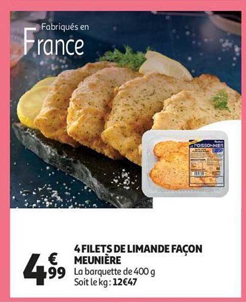 4 filets de limande façon meunière