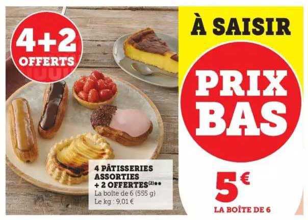 4 Pâtisseries Assorties + 2 Offertes