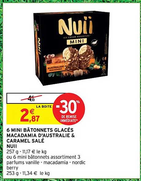 6 Mini Bâtonnets Glacés Macadamia D'australie & Caramel Salé Nuii