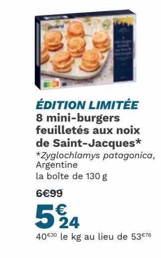 8 mini-burgers feuilletés aux noix de saint-jacques