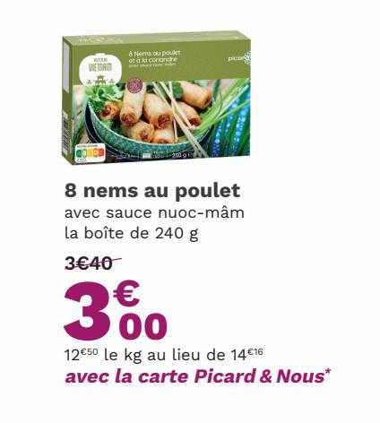8 nems au poulet avec sauce nuoc-mâm la boîte