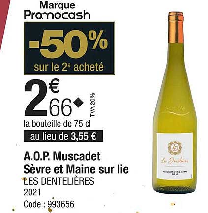 a.o.p. muscadet sèvre et maine sur lie les dentelières 2021