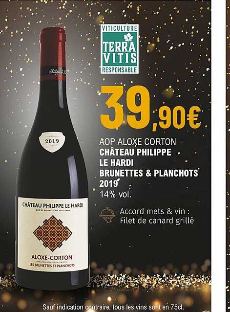 aop aloxe corton château philippe le hardi brunettes & planchots 2019 14% vol.