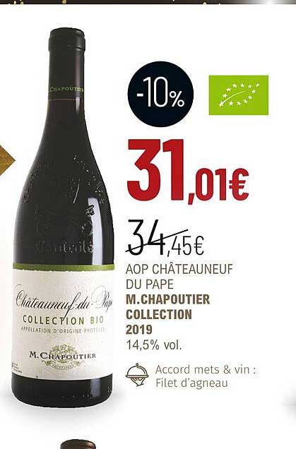 aop châteauneuf du pape m.chapoutier collection 2019 14,5% vol.