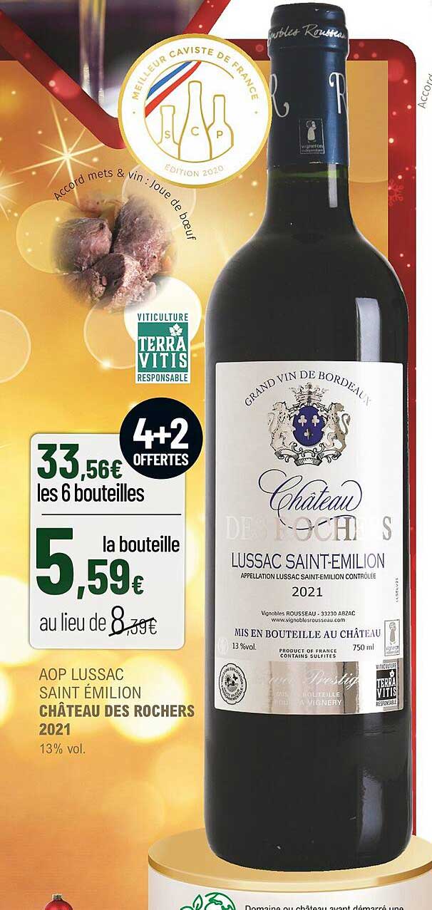 aop lussac saint émilion château des rochers 2021 13% vol.