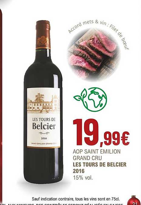 aop saint émilion grand cru les tours de belcier 2016 15% vol.
