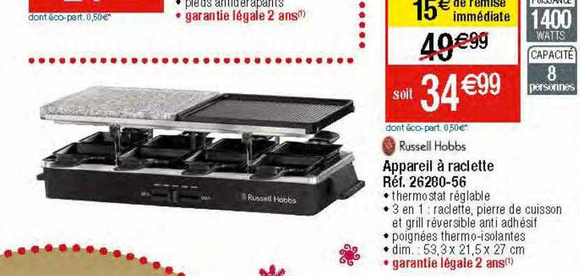 appareil à raclette russell hobbs