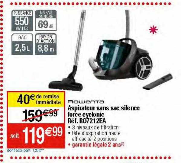 aspirateur sans sac silence force cyclonic rowenta