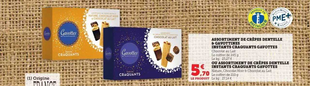 assortiment de crêpes dentelle & gavottines ou assortiment de crêpes dentelle instants craquants gavottes