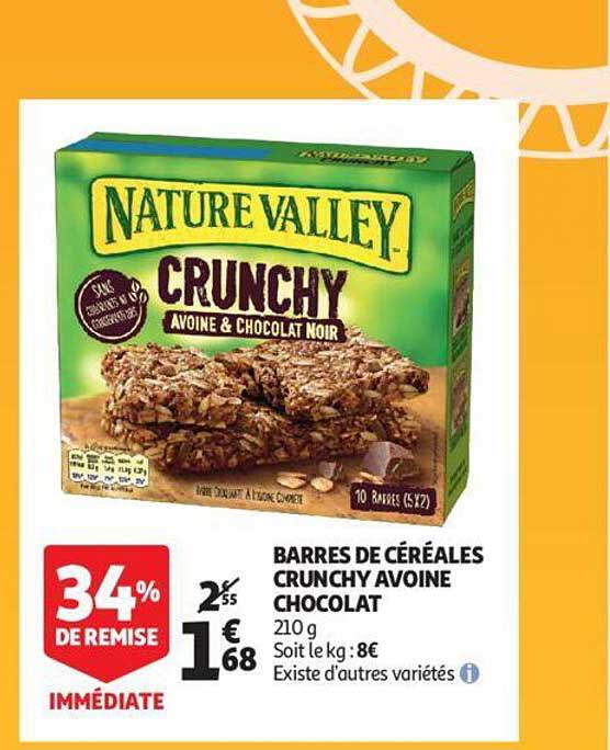 barres de céréales crunchy avoine chocolat nature valley