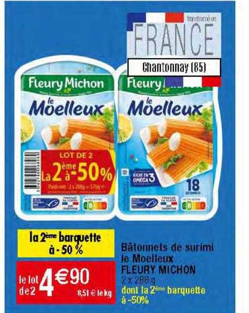 bâtonnets de surimi le moelleux fleury michon