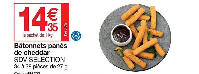 bâtonnets panés de cheddar sdv selection