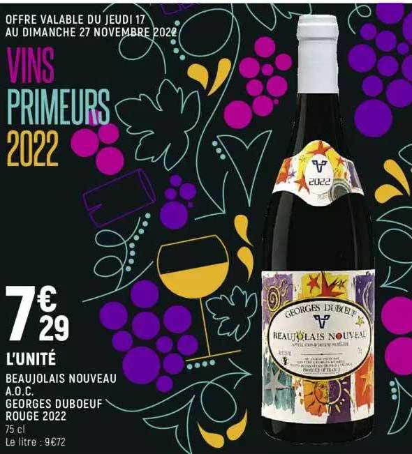 beaujolais nouveau aoc georges duboeuf rouge 2022