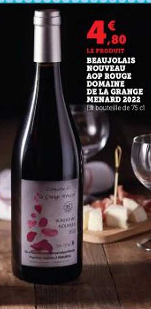 beaujolais nouveau aop rouge domaine de la grange menard 2022