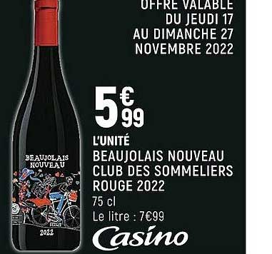 Beaujolais Nouveau Club Des Sommeliers Rouge 2022
