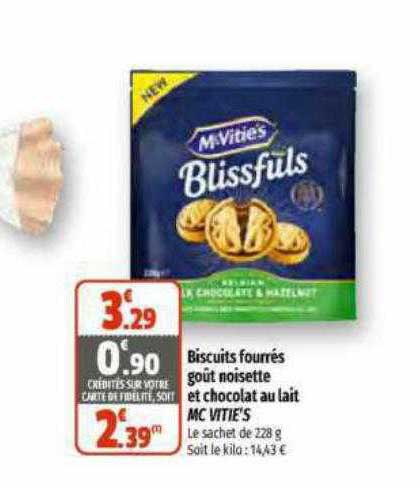 Biscuits Fourrés Goût Noisette Et Chocolat Au Lait Mc Vitie's