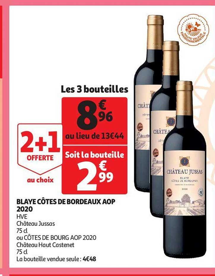 blaye côtes de bordeaux aop 2020 hve château jussas ou côtes de bourg aop 2020 château haut castenet