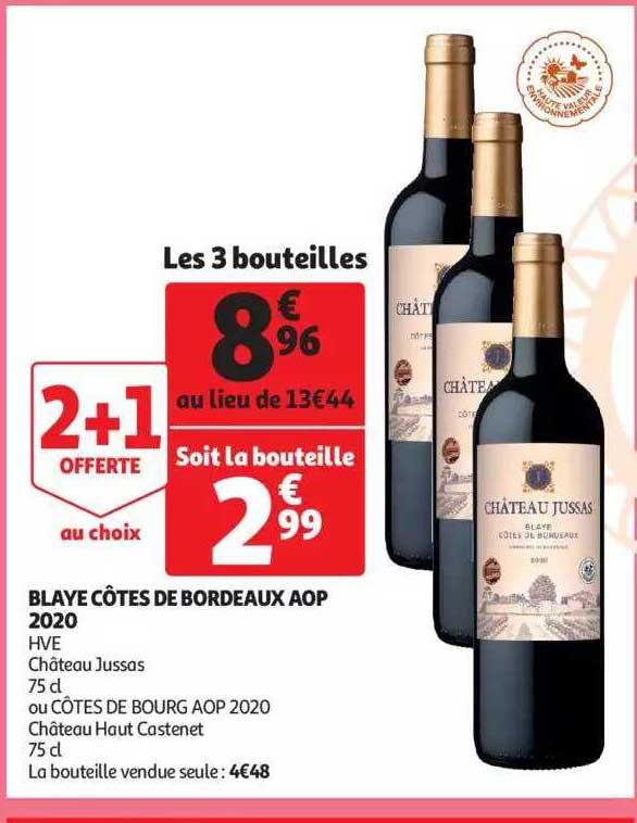 blaye côtes de bordeaux aop 2020 hve château jussas ou côtes de bourg aop 2020 château haut castenet