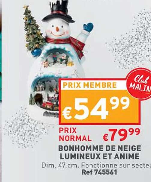 bonhomme de neige lumineux et animé