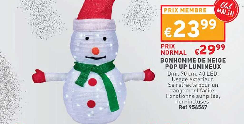 bonhomme de neige pop up lumineux