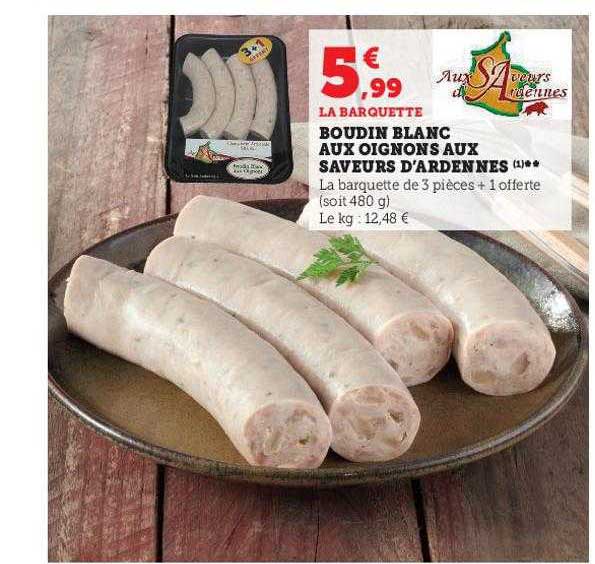 boudin blanc aux oignons aux saveurs d'ardennes