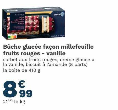 bûche glacée façon millefeuille fruits rouges - vanille