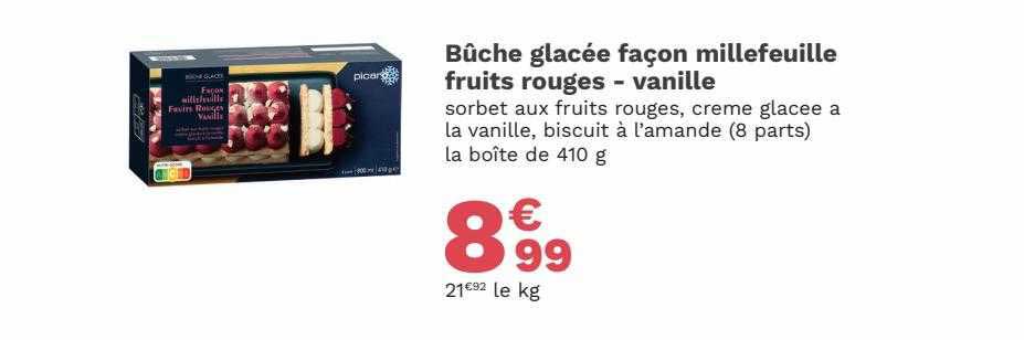 bûche glacée façon millefeuille fruits rouges vanille