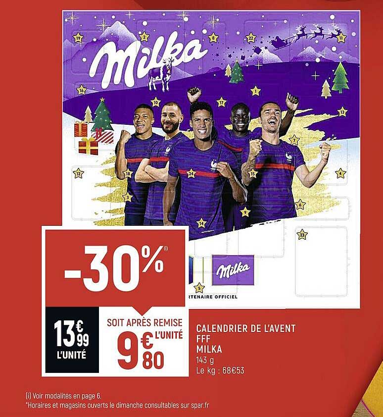 calendrier de l'avent FFF milka