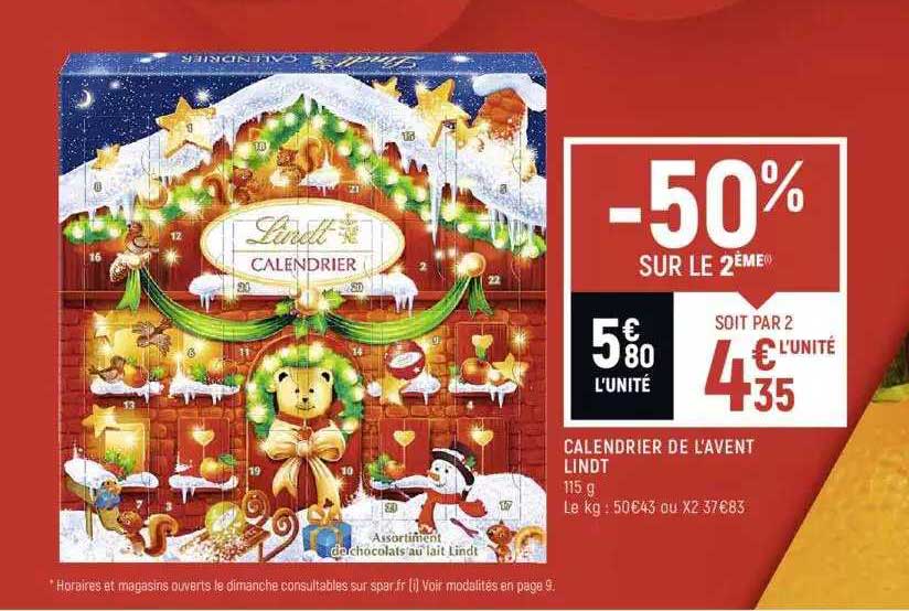 calendrier de l'avent lindt