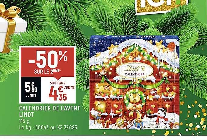 calendrier de l'avent lindt