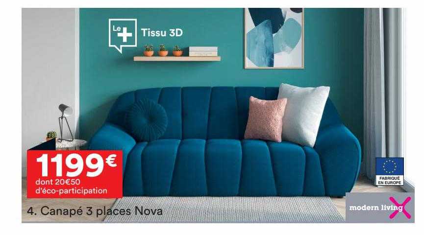 canapé 3 places nova modern living