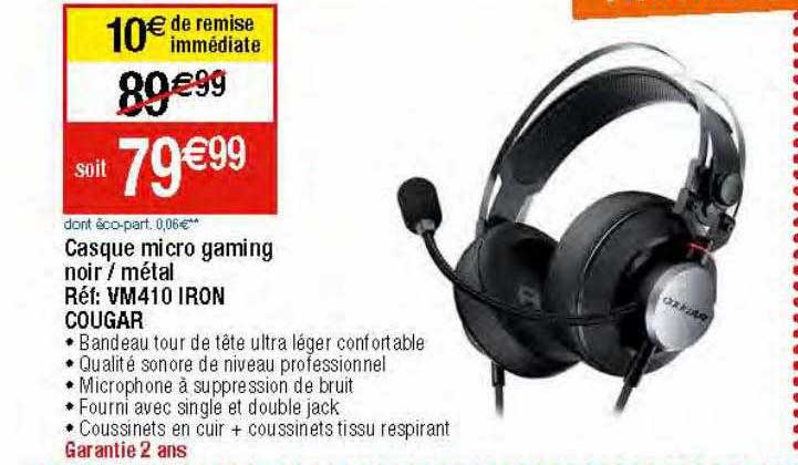 casque micro gaming noir-métal cougar