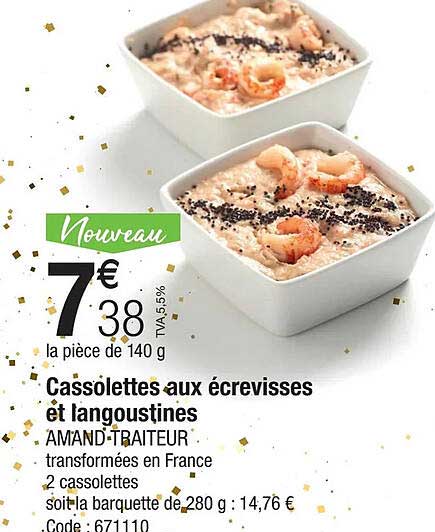 cassolettes aux écrevisses et langoustines amand traiteur