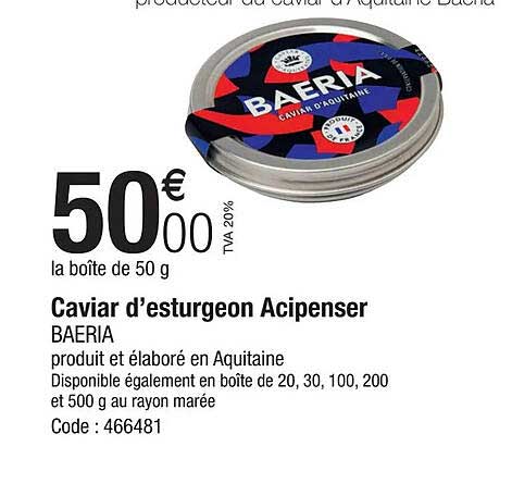caviar d'esturgeon acipenser baeria