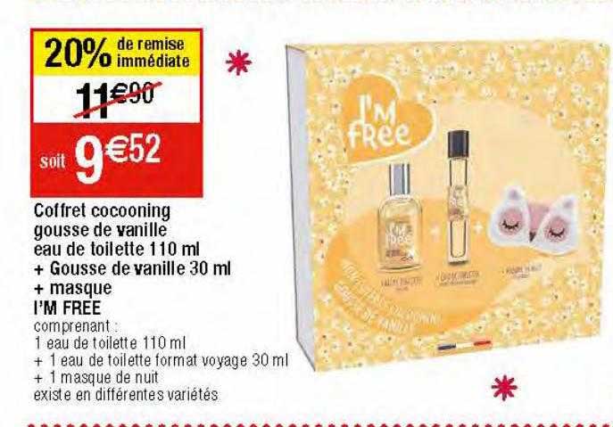 coffret cocooning gousse de vanille eau de toilette 110ml + gousse de vanille 30ml + masque i'm free
