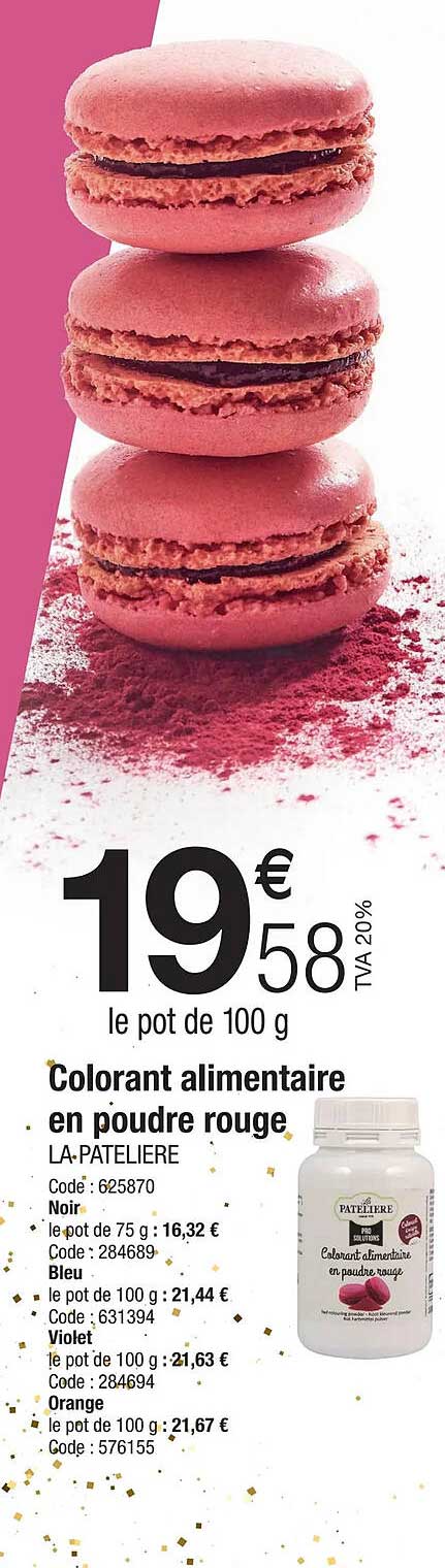 colorant alimentaire en poudre rouge la patelière