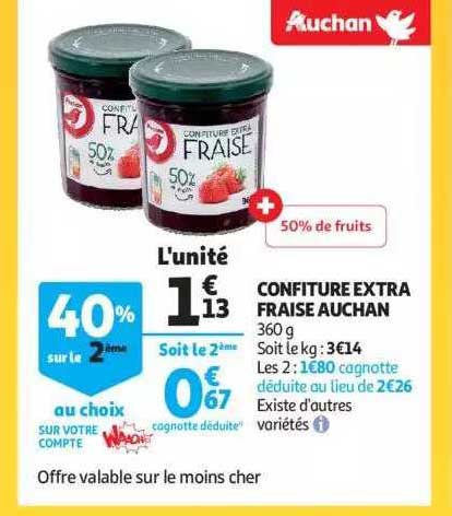 Confiture Extra Fraise Auchan