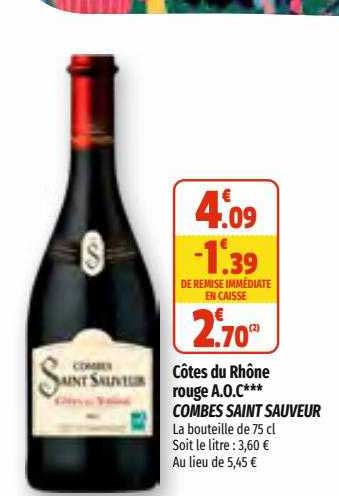 côtes du rhône rouge aoc combes saint sauveur
