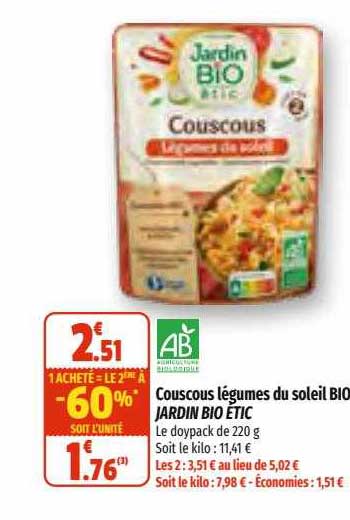 Couscous Légumes Du Soleil Bio Jardin Bio Etic